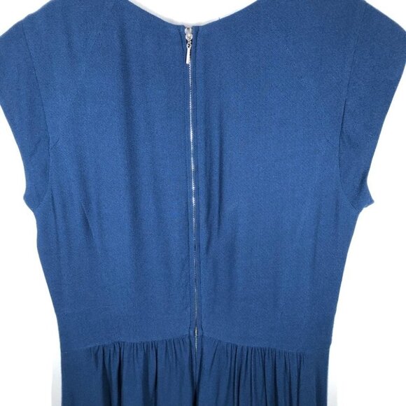 Rebecca Taylor 100% Silk Blue  Cap Sleeve Shift Dress Size 4 - Picture 6 of 7